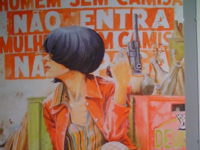 In the image we can see there is a woman sitting and she is holding revolver in her hand. Beside...