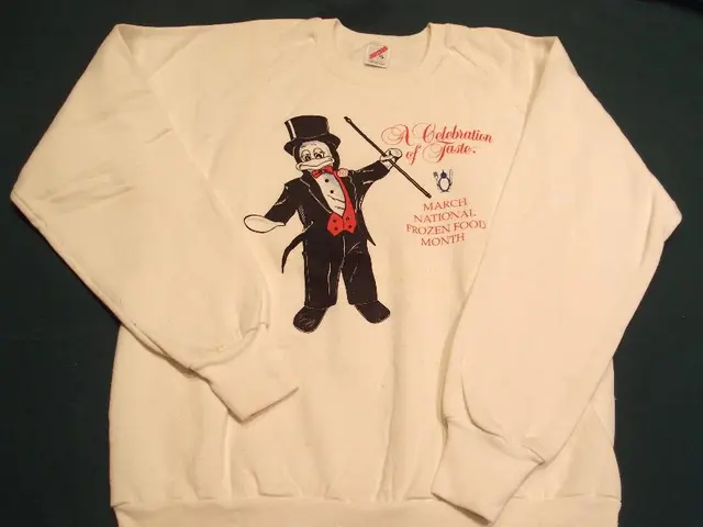 In this image there is a T-shirt. On the T-shirt there is an image and some text.